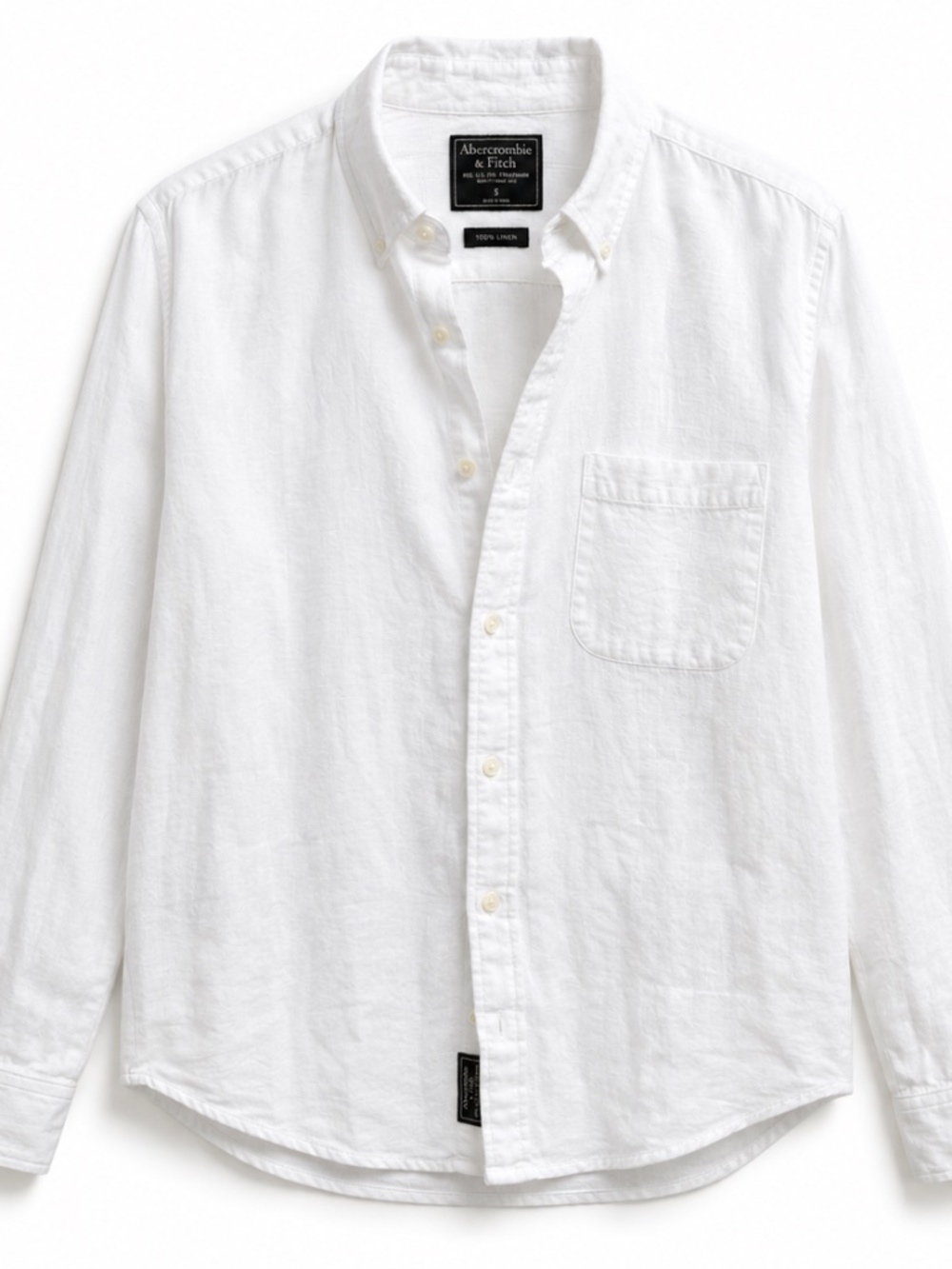 Abercrombie & Fitch White 100% Linen Button Down Shirt Size S